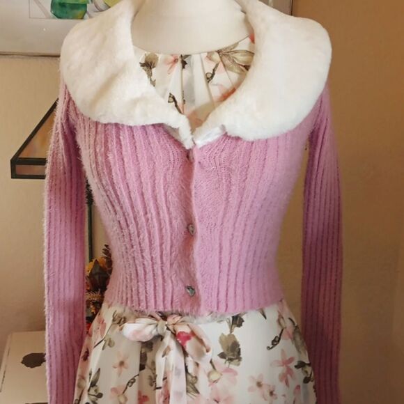 Baby Phat x Forever 21 Fuzzy Cardigan Sweater Barbiecore - Picture 1 of 10